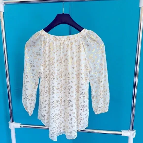 LC Lauren Conrad Elegant Gold and White long sleeve Women's Top - Picture 6 of 16